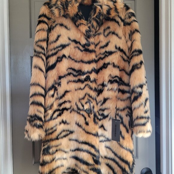 Gorgeous Tiger Faux Fur Knee Length Coat - Picture 1 of 6